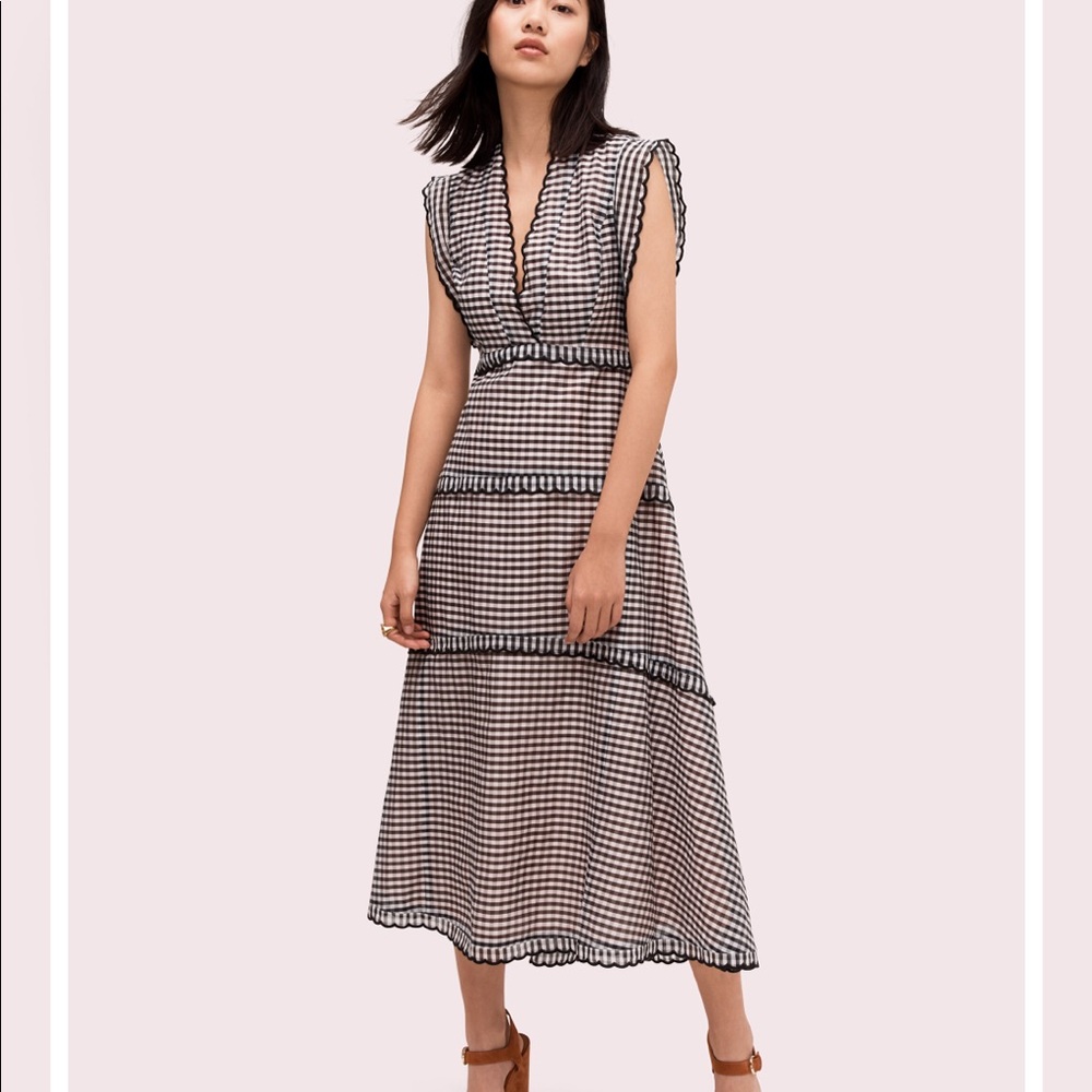 NWOT Kate Spade Gingham Midi Dress